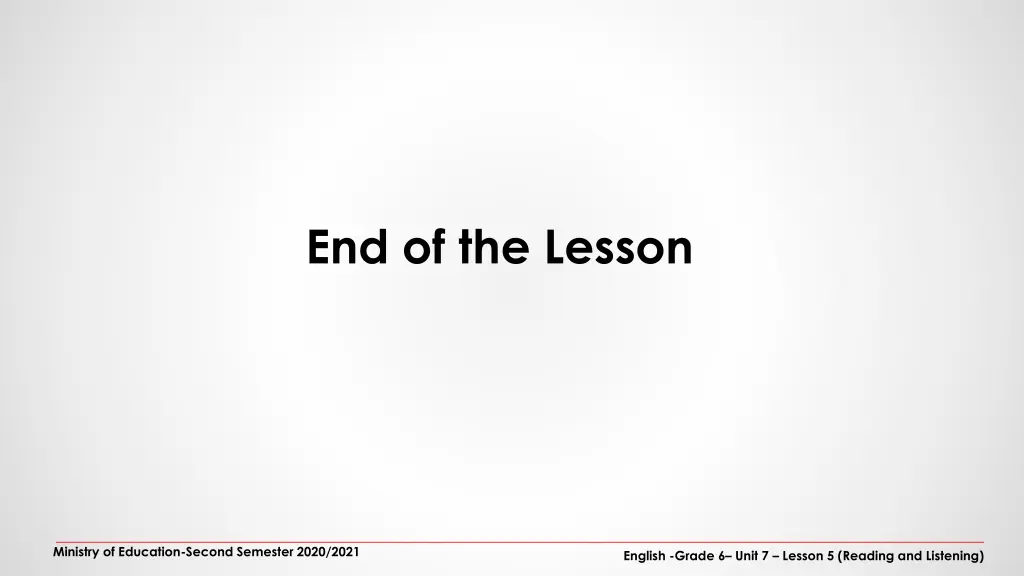 end of the lesson