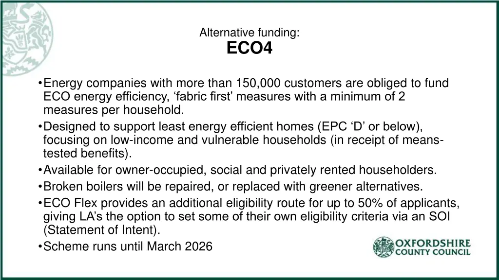 alternative funding eco4