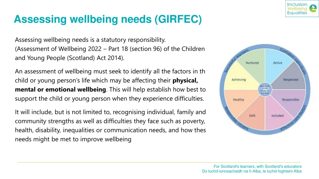 assessing wellbeing needs girfec