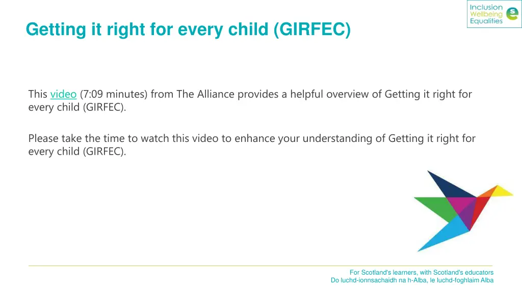 getting it right for every child girfec 3