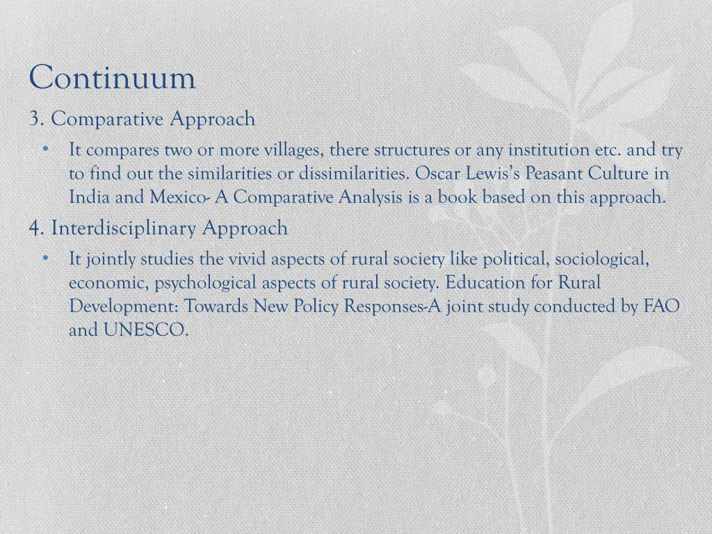 continuum 3 comparative approach it compares