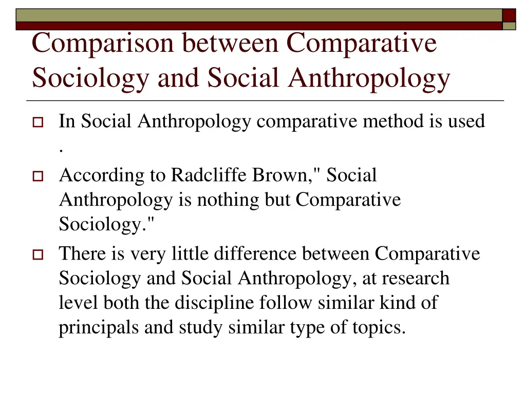 comparison between comparative sociology