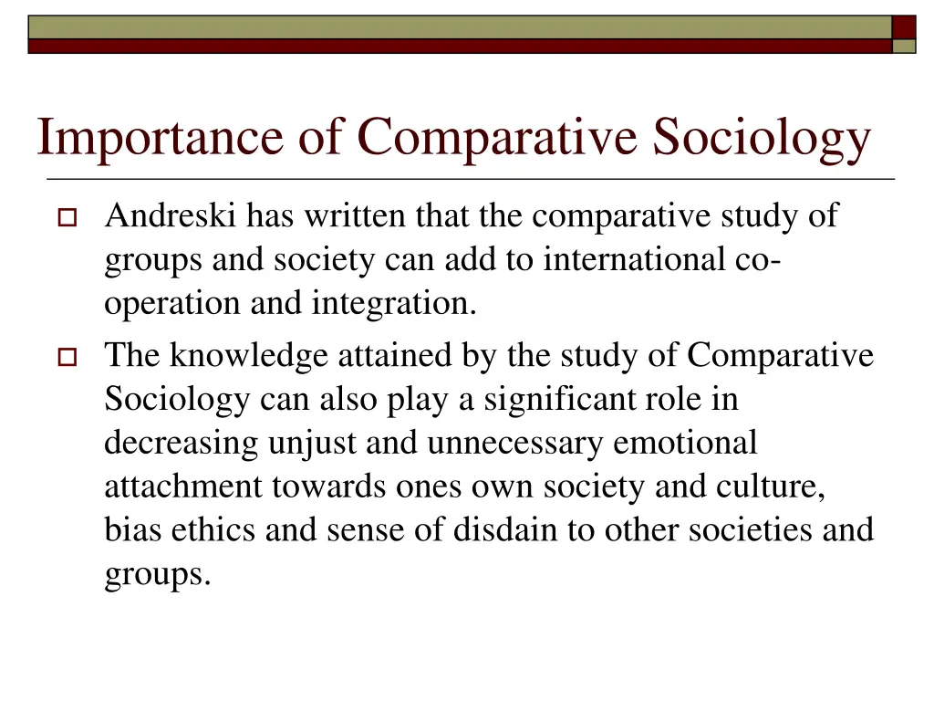 importance of comparative sociology