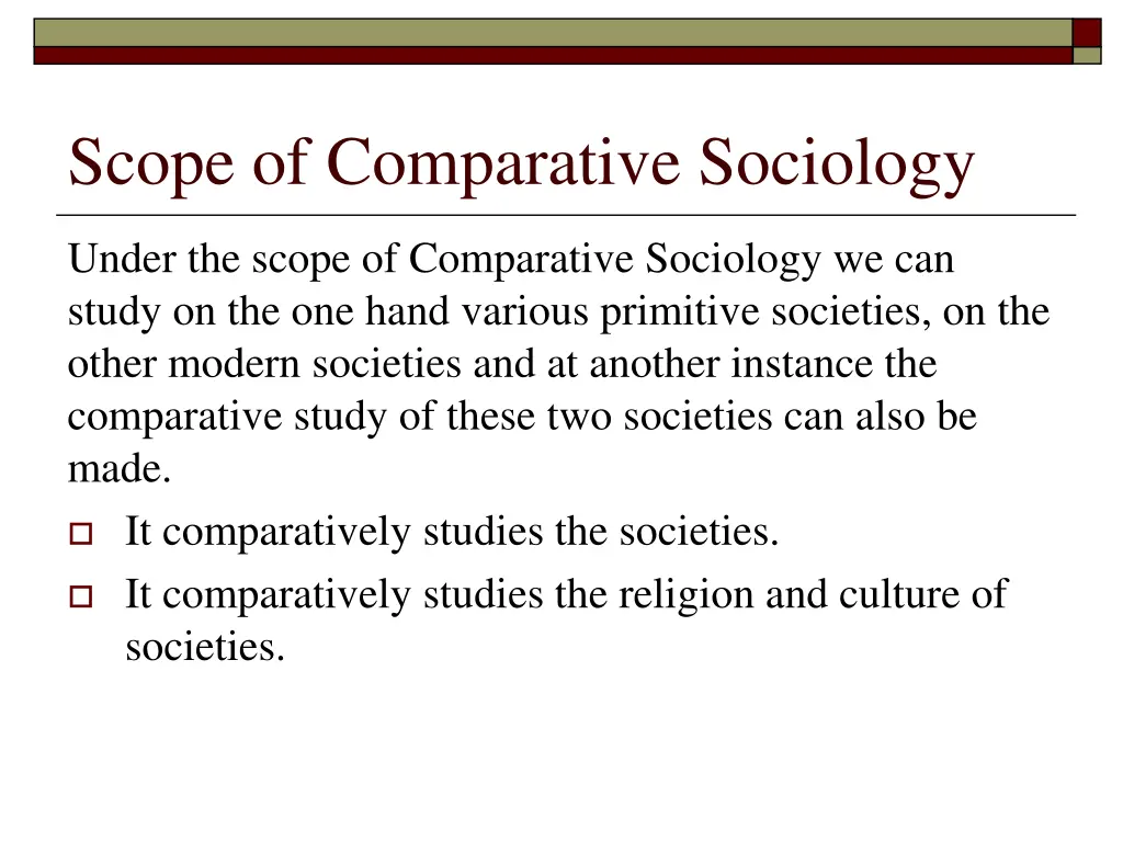 scope of comparative sociology