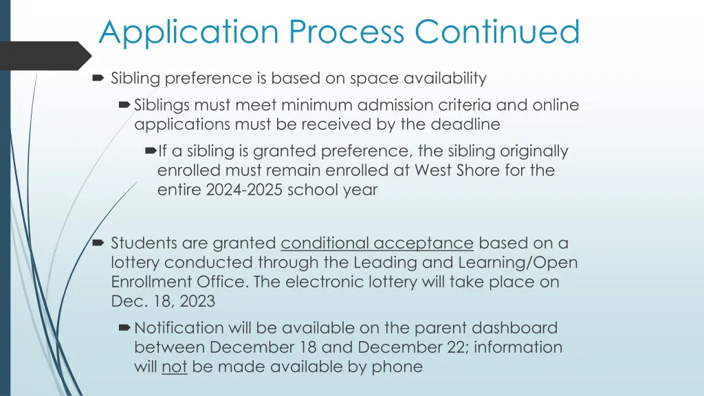 application process continued