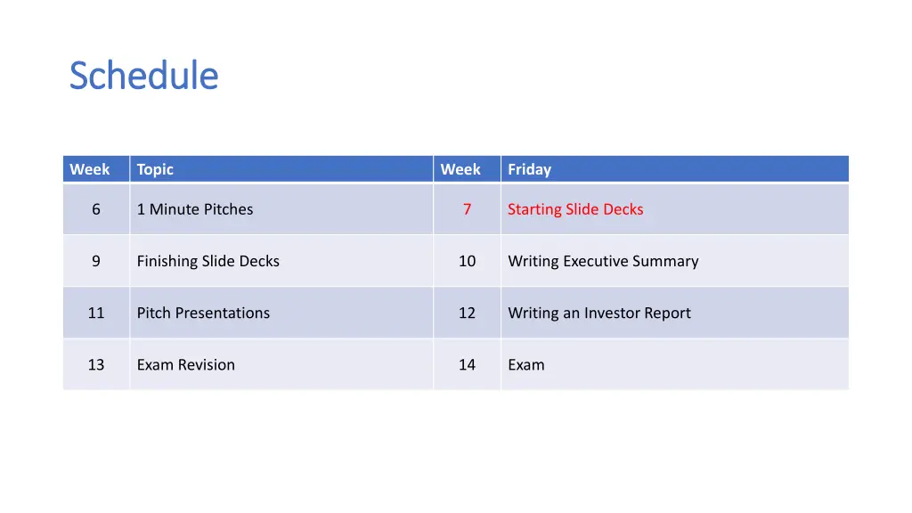 schedule schedule