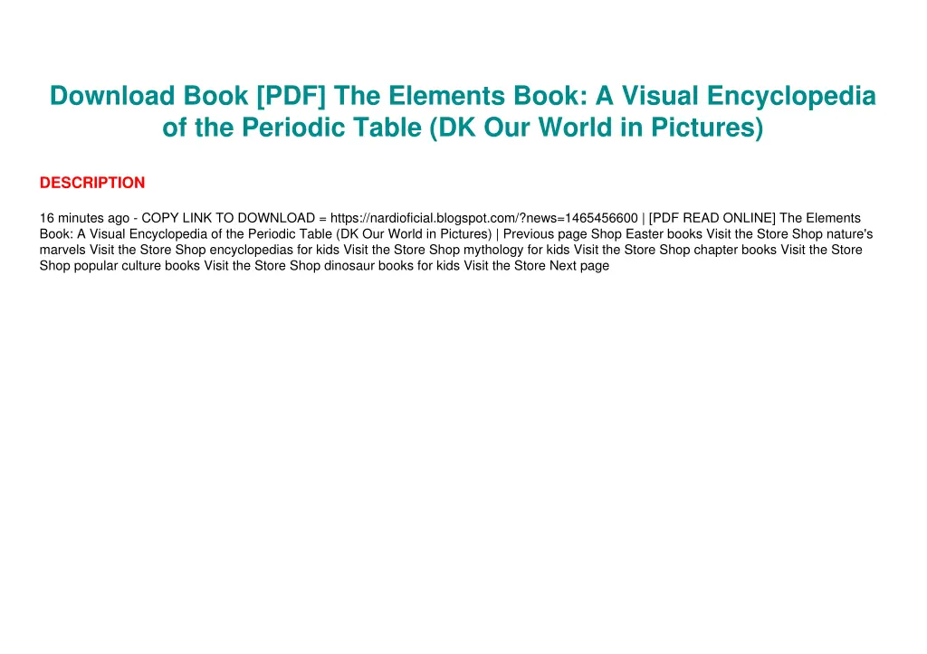 download book pdf the elements book a visual 2