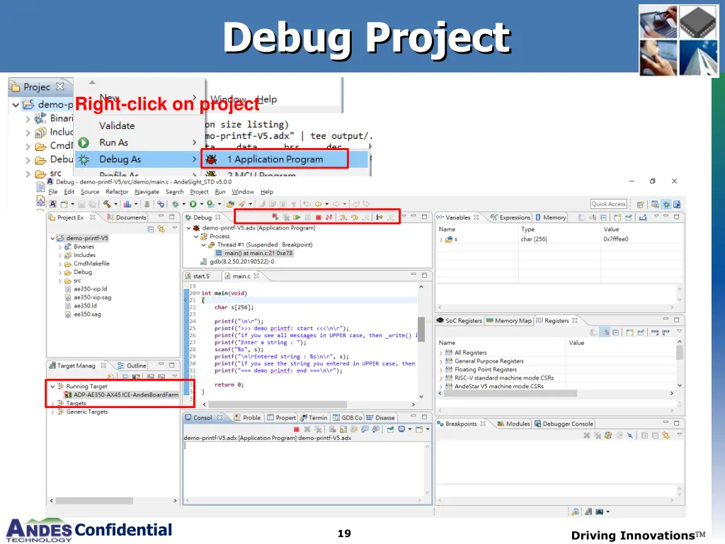 debug project