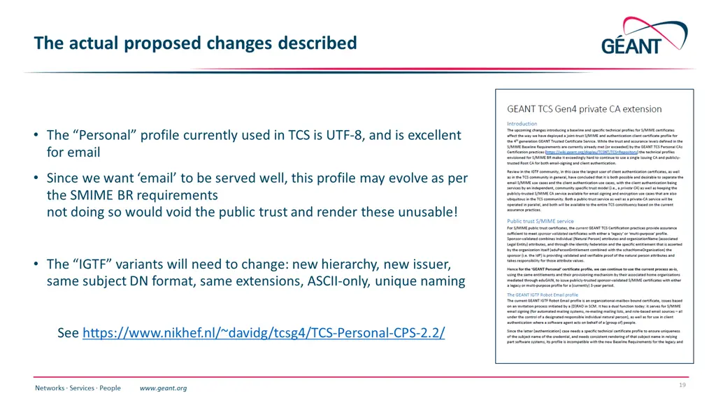 the actual proposed changes described