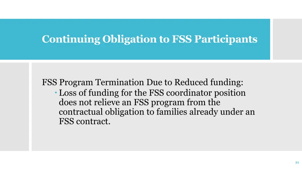 continuing obligation to fss participants