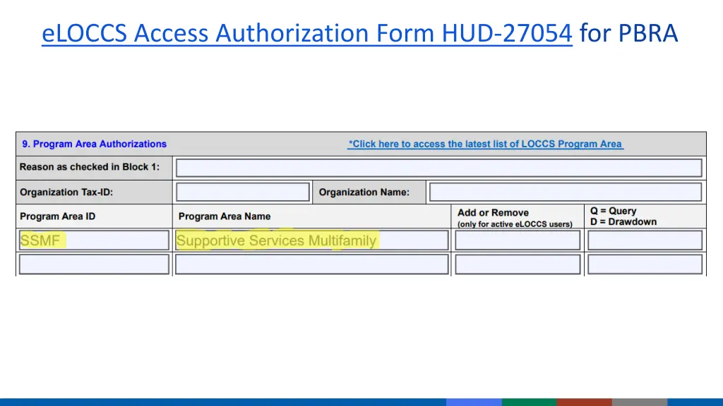 eloccs access authorization form hud 27054 1