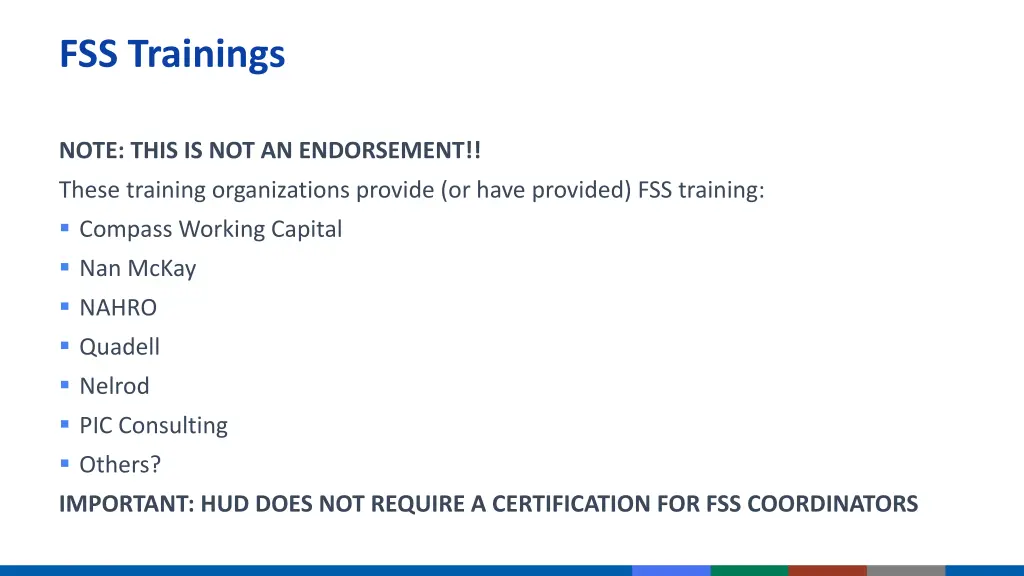 fss trainings