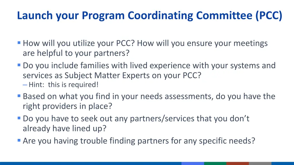 launch your program coordinating committee pcc