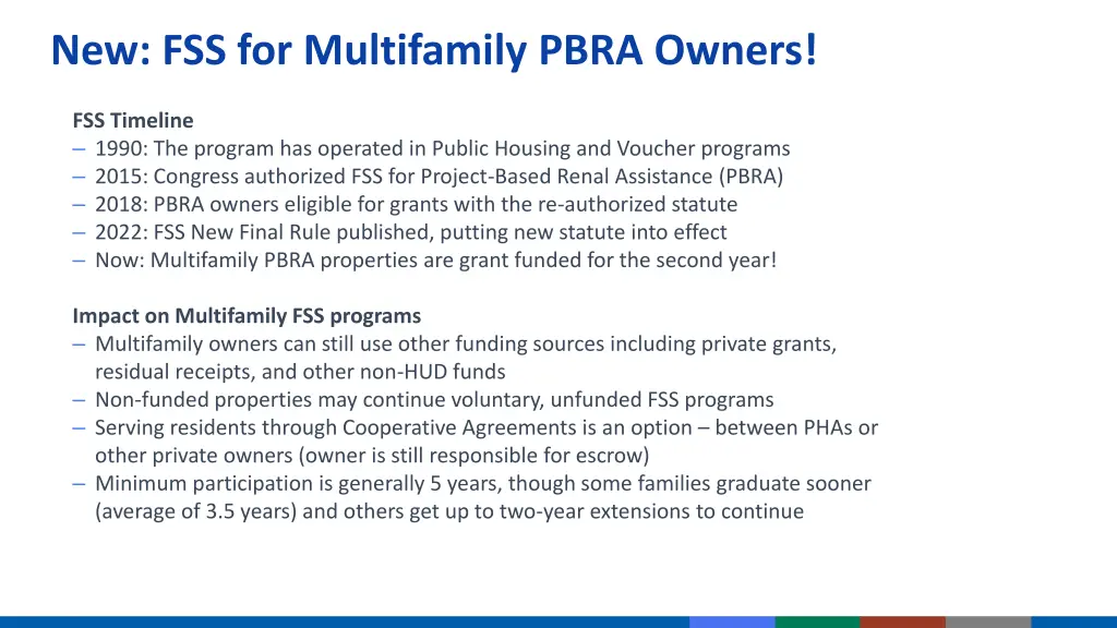 new fss for multifamily pbra owners