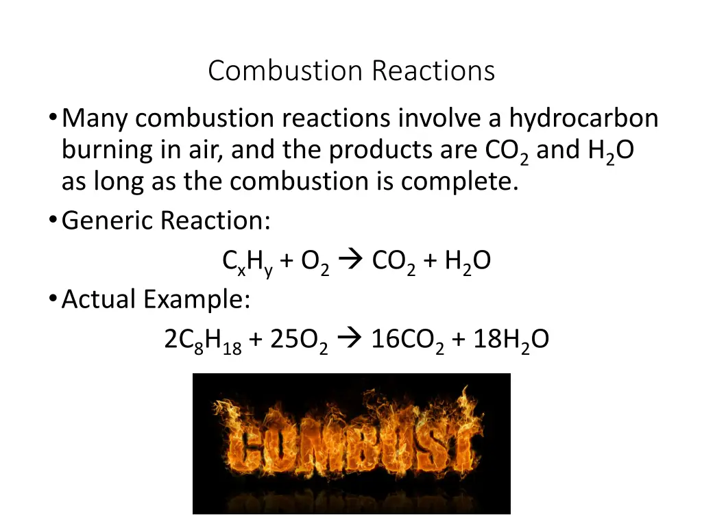 combustion reactions 1