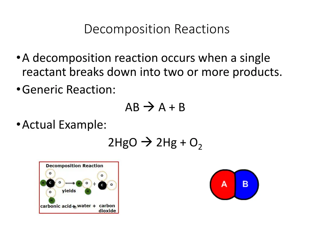 decomposition reactions