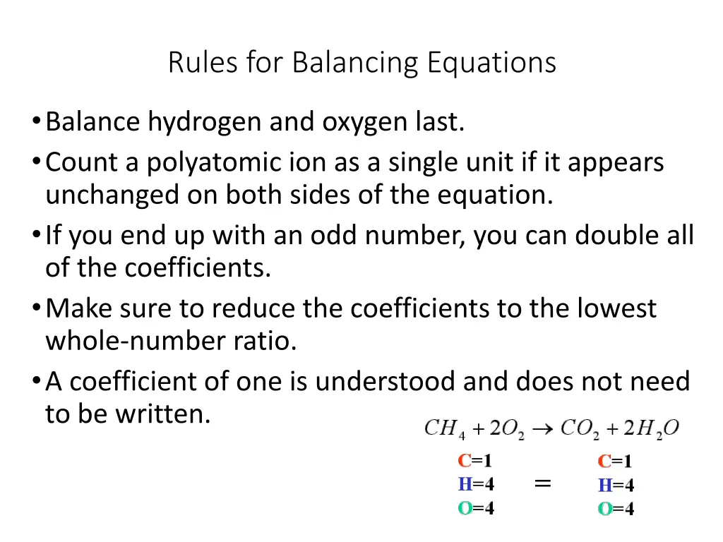 rules for balancing equations