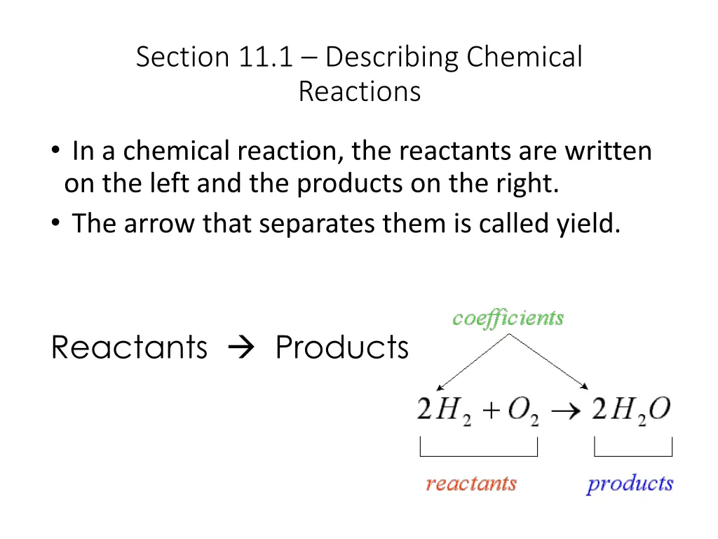 section 11 1 describing chemical reactions