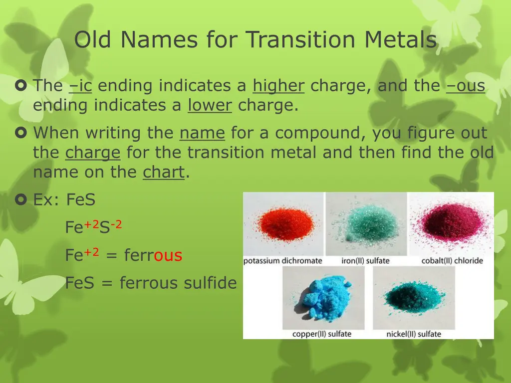 old names for transition metals 1