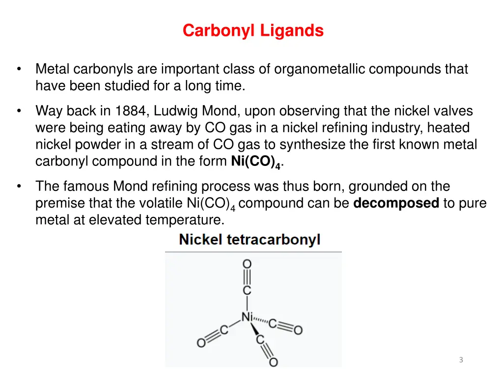 carbonyl ligands