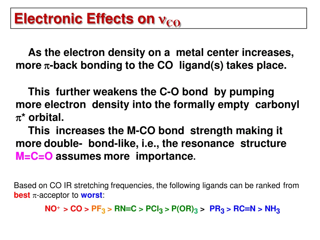 electronic effects on co