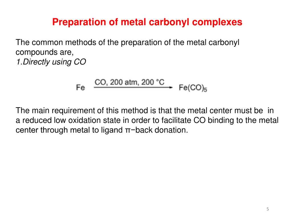 preparation of metal carbonyl complexes