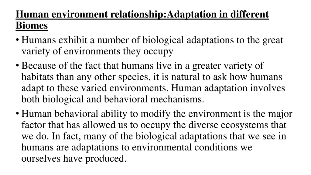 human environment relationship adaptation