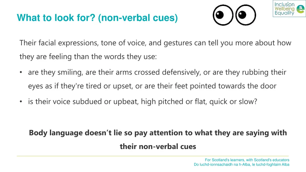 what to look for non verbal cues