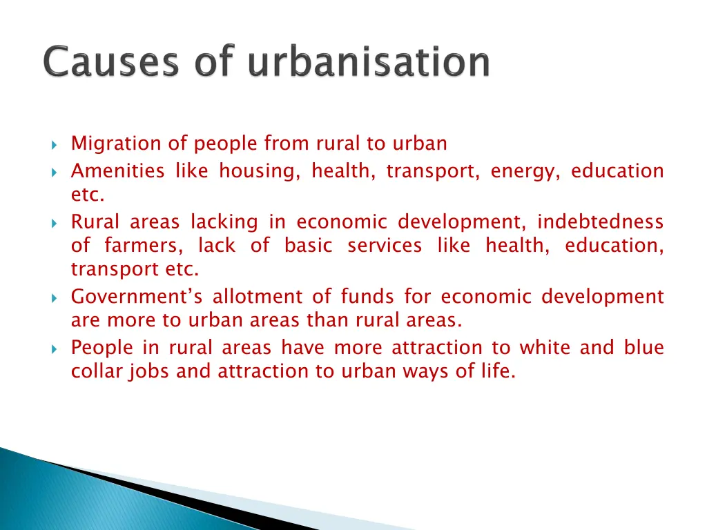 migration of people from rural to urban amenities