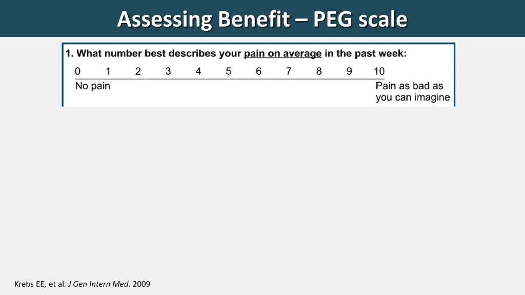 assessing benefit peg scale