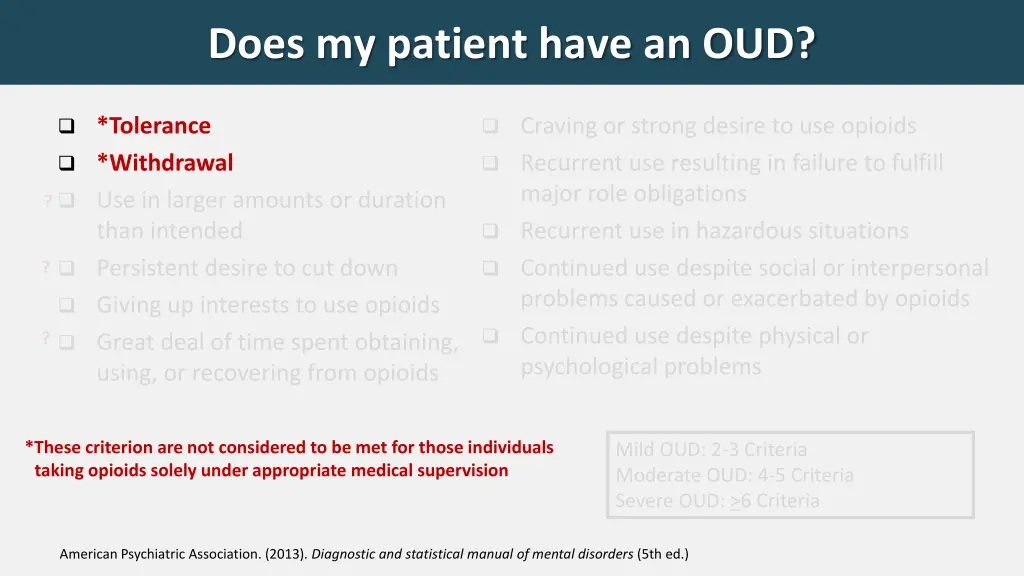 does my patient have an oud