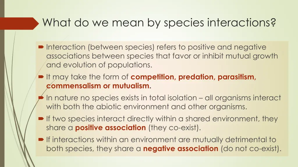 what do we mean by species interactions