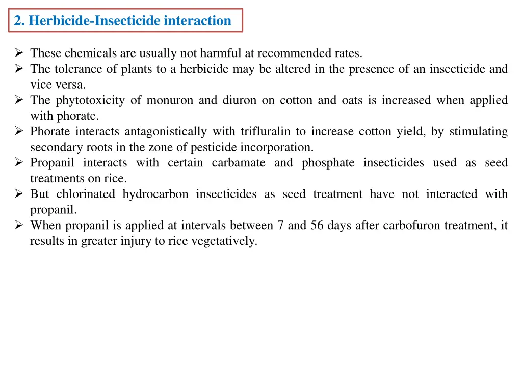 2 herbicide insecticide interaction