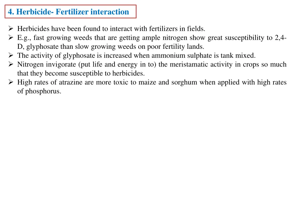 4 herbicide fertilizer interaction