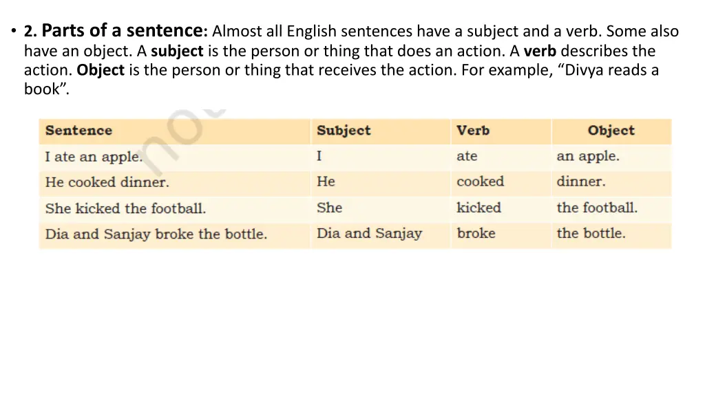 2 parts of a sentence almost all english