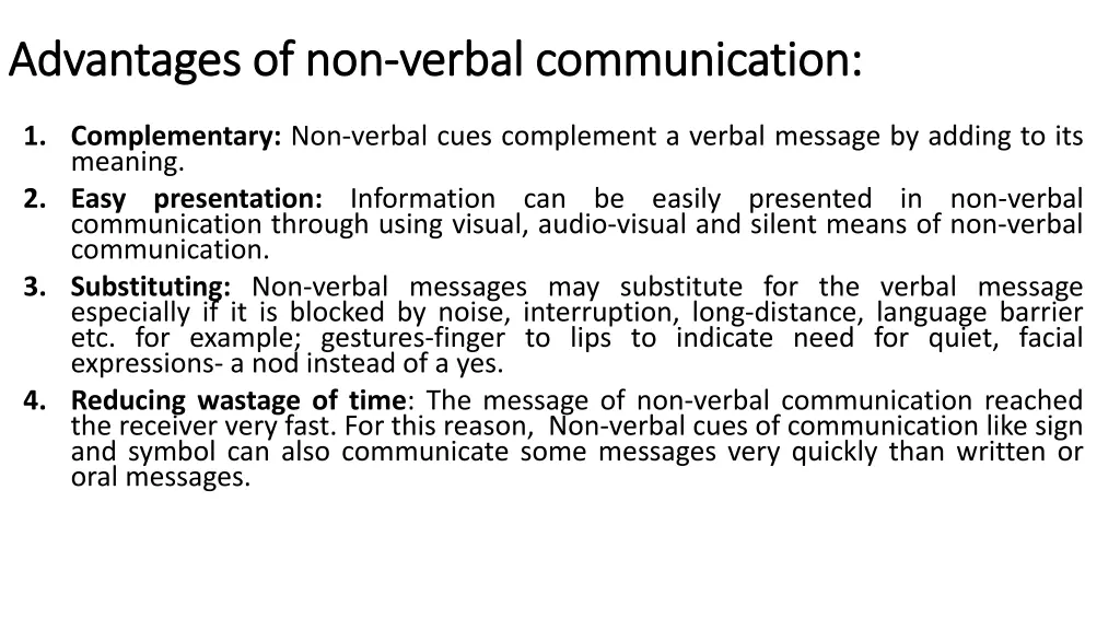 advantages of non advantages of non verbal