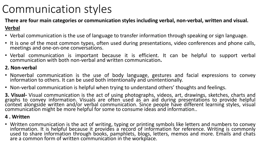 communication styles there are four main