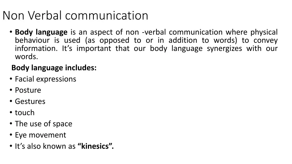 non verbal communication body language