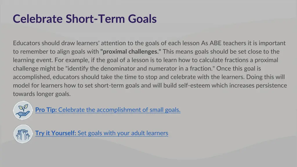 celebrate short term goals