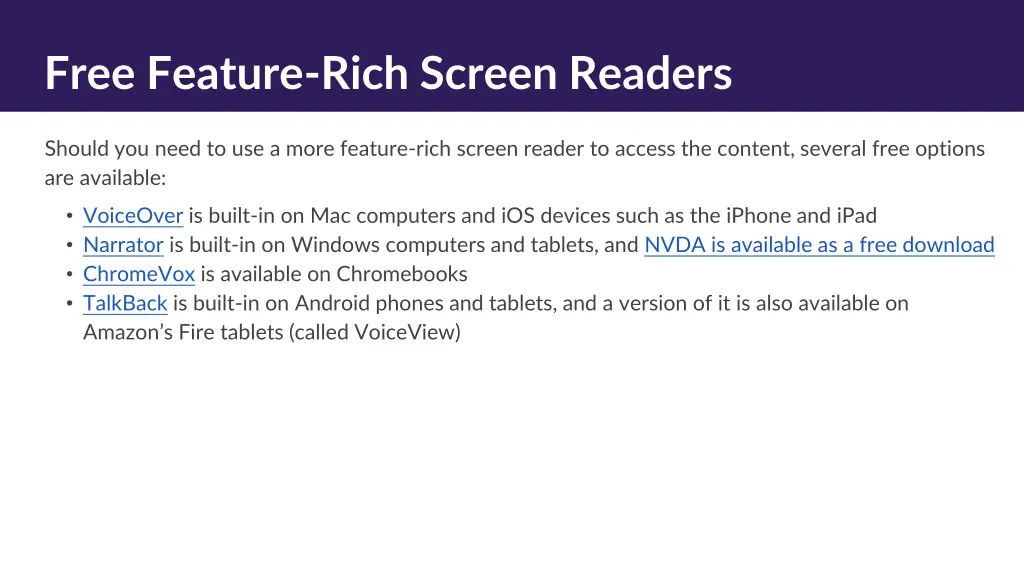 free feature rich screen readers