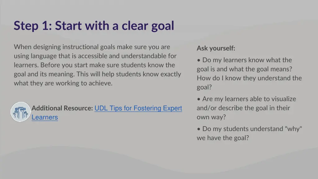 step 1 start with a clear goal