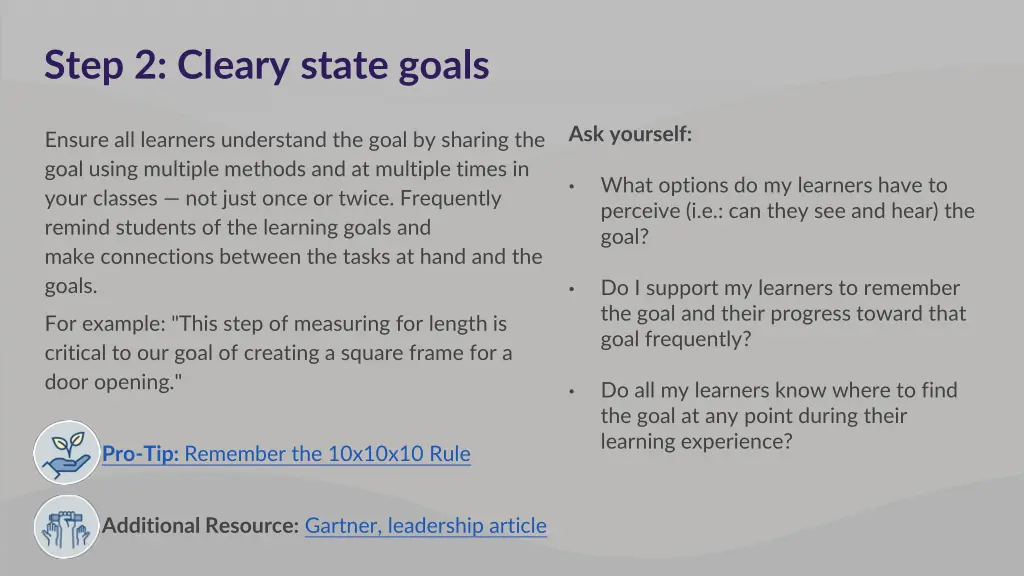 step 2 cleary state goals