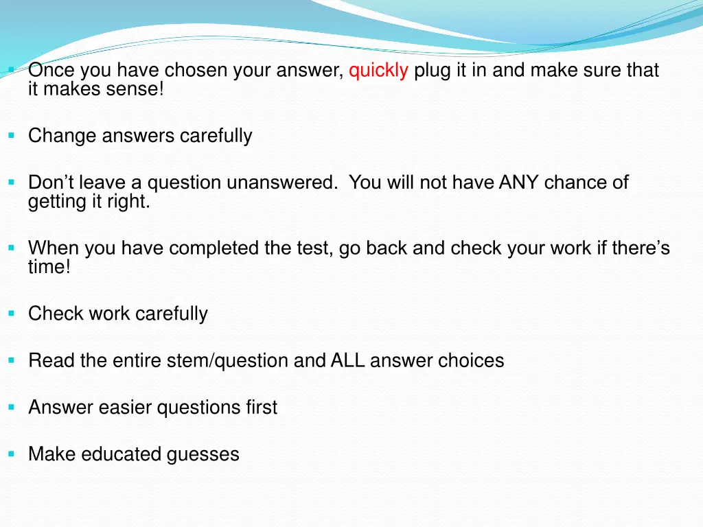 once you have chosen your answer quickly plug