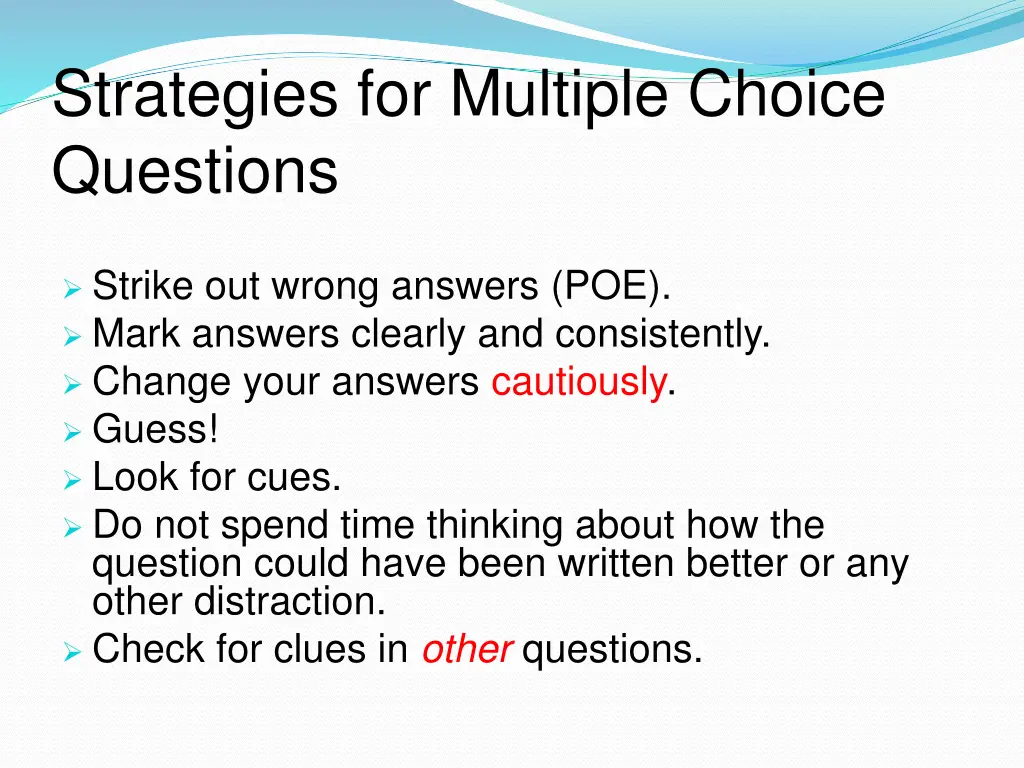 strategies for multiple choice questions