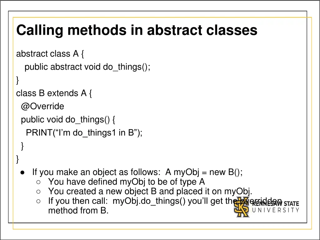 calling methods in abstract classes