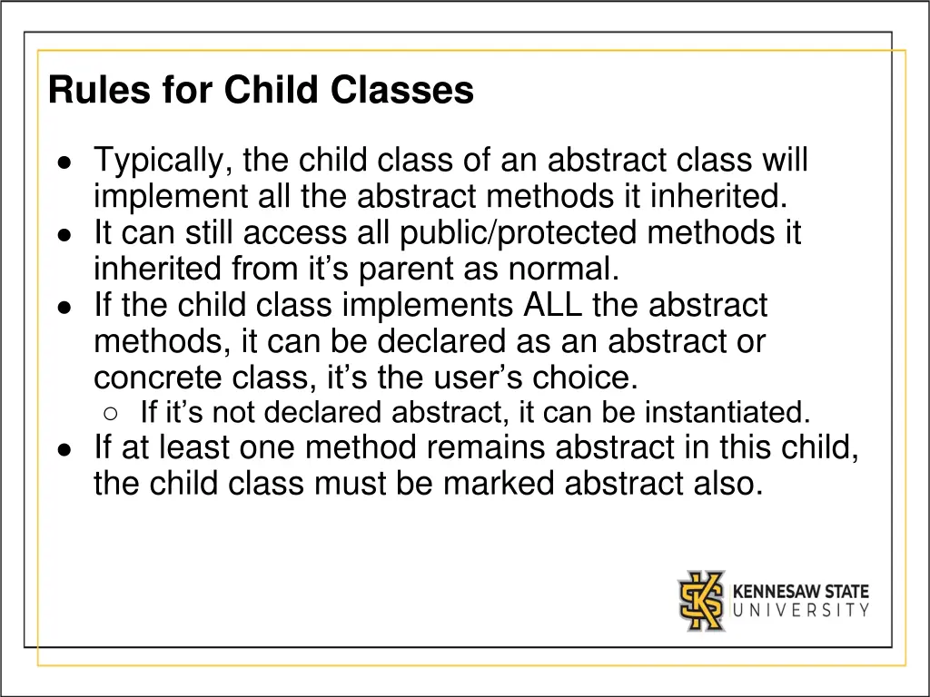 rules for child classes