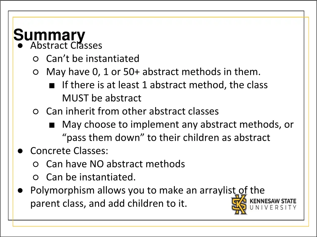 summary abstract classes can t be instantiated