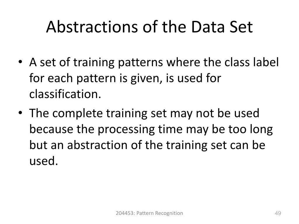 abstractions of the data set