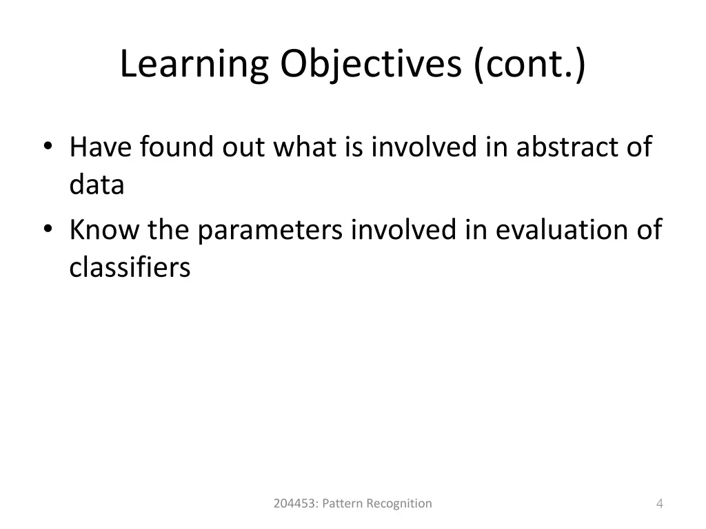 learning objectives cont 1