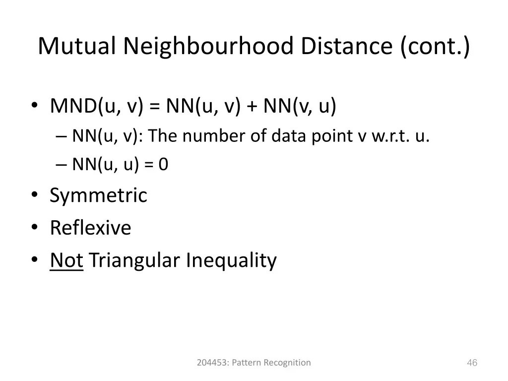 mutual neighbourhood distance cont